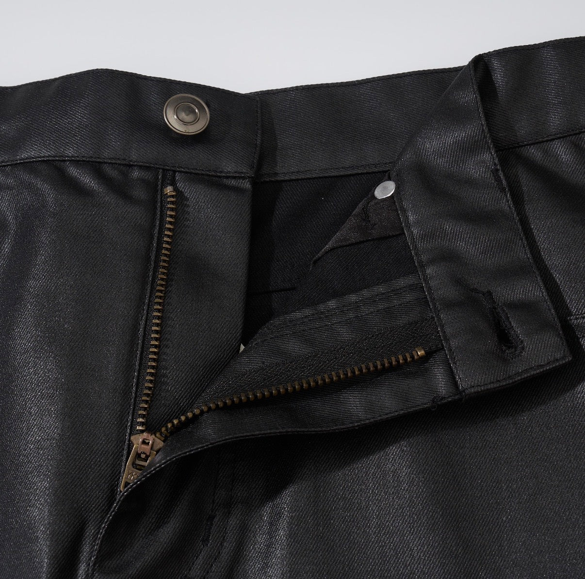Black Wax Denim Mini Skirt