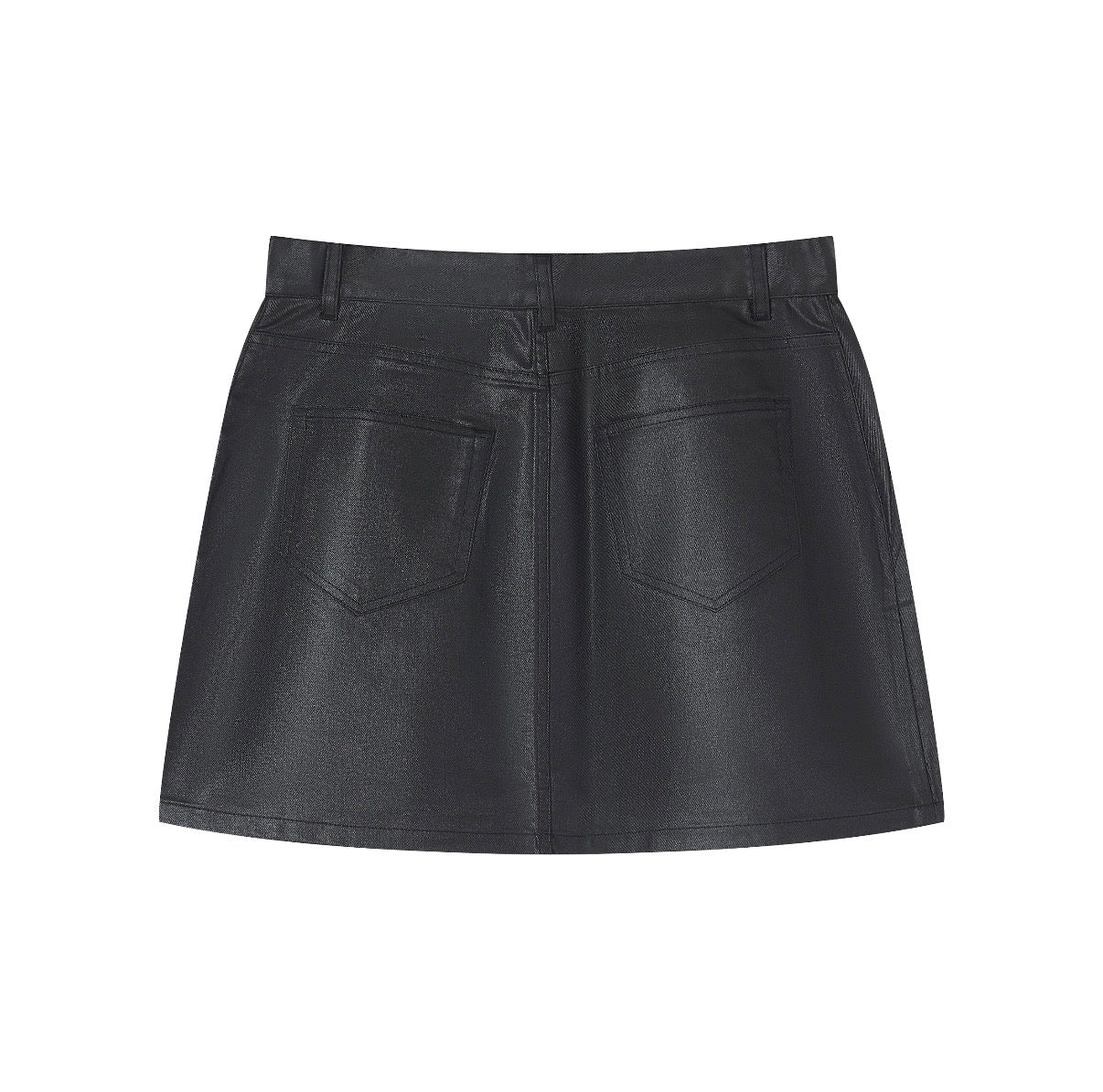 Black Wax Denim Mini Skirt