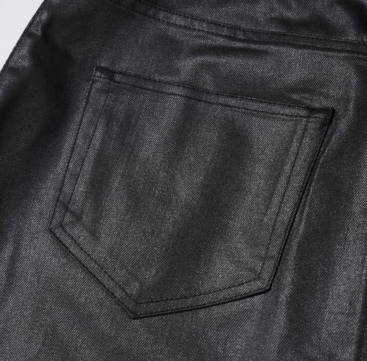 Black Wax Denim Mini Skirt